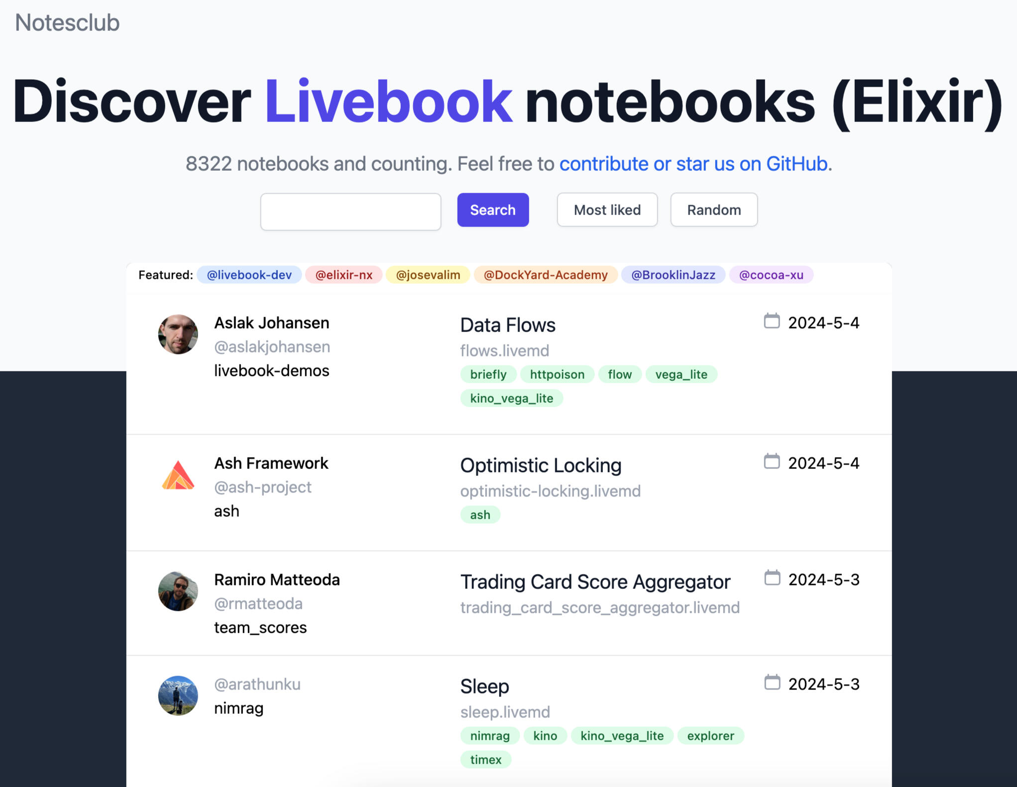 Screenshot of notes.club